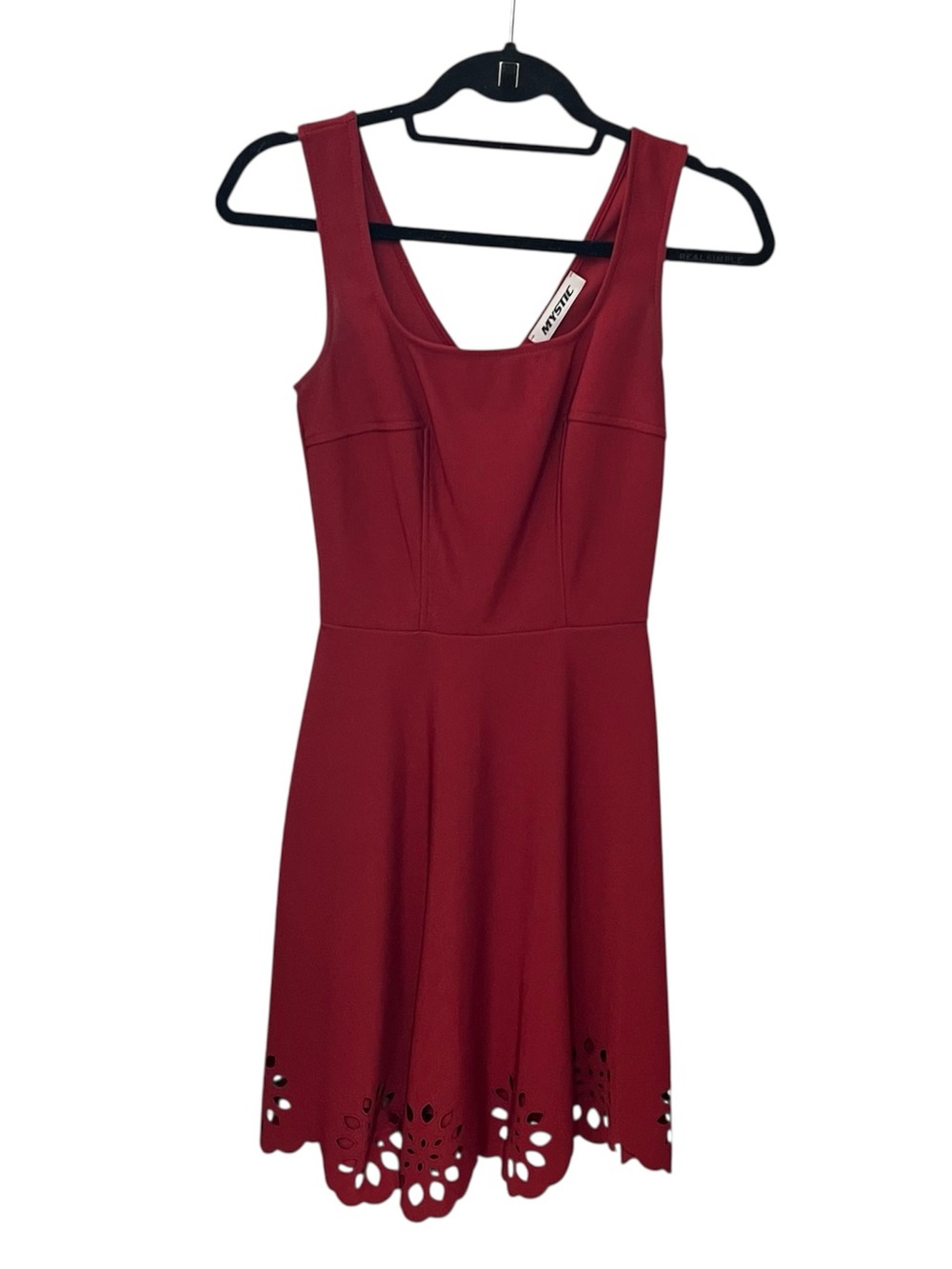 Mystic Rust Laser Cut Floral sleeveless dress S scalloped hem A-line